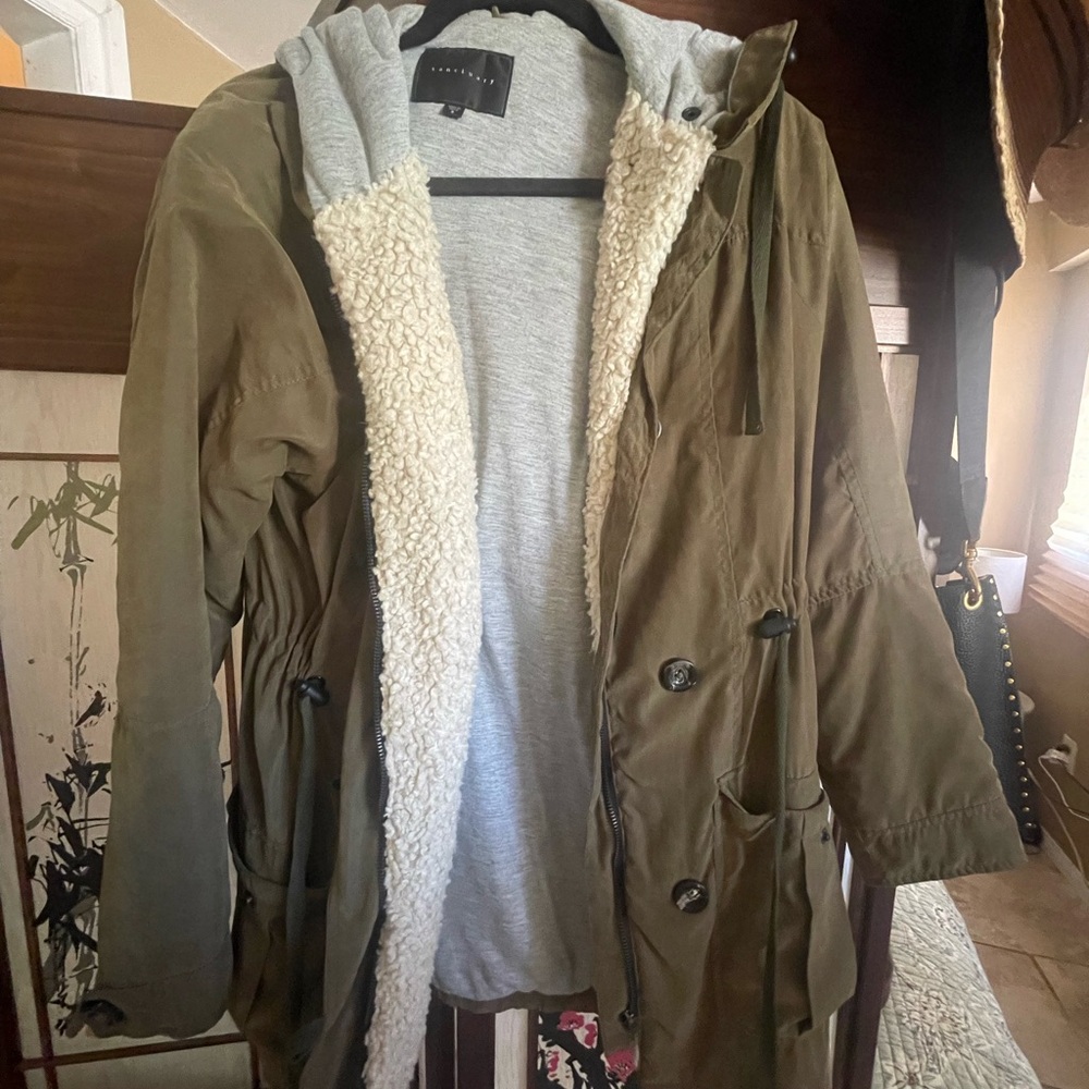 Sanctuary Gray and Black Jacket with Faux Fur